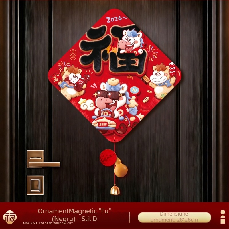 Sticker pentru ușa de intrare cu simbol de noroc, magnetic, stil chinezesc, Festivalul Primăverii, imprimare.