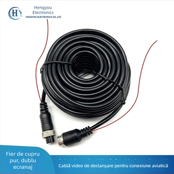 Cablu de extensie video pentru oglinda retrovizoare auto, cu patru canale și conector de tip avion, izolație PVC, ROHS certificat, pentru audio și video
