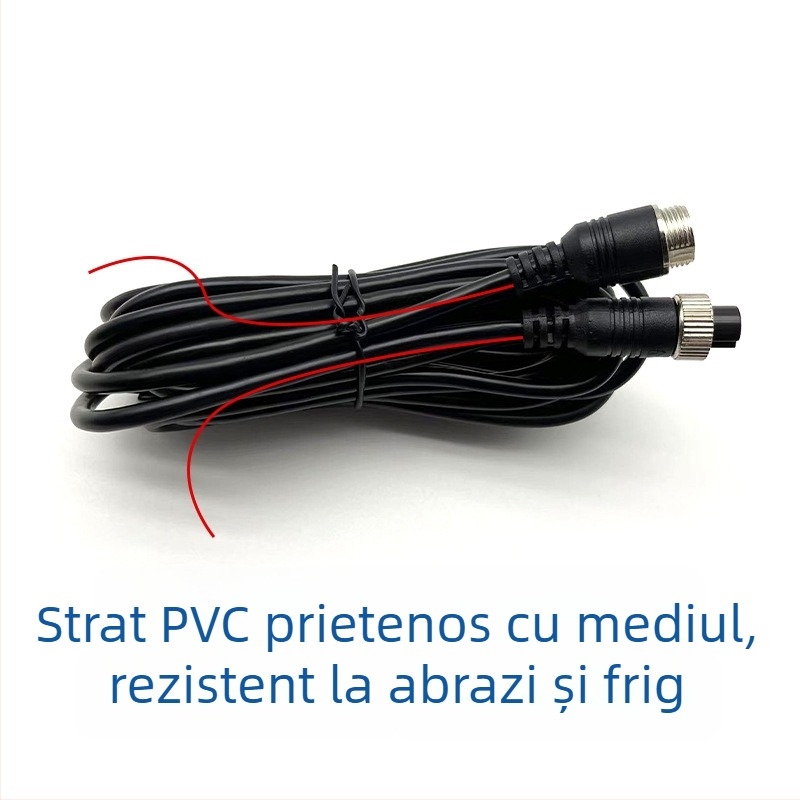 Cablu de extensie video pentru oglinda retrovizoare auto, cu patru canale și conector de tip avion, izolație PVC, ROHS certificat, pentru audio și video
