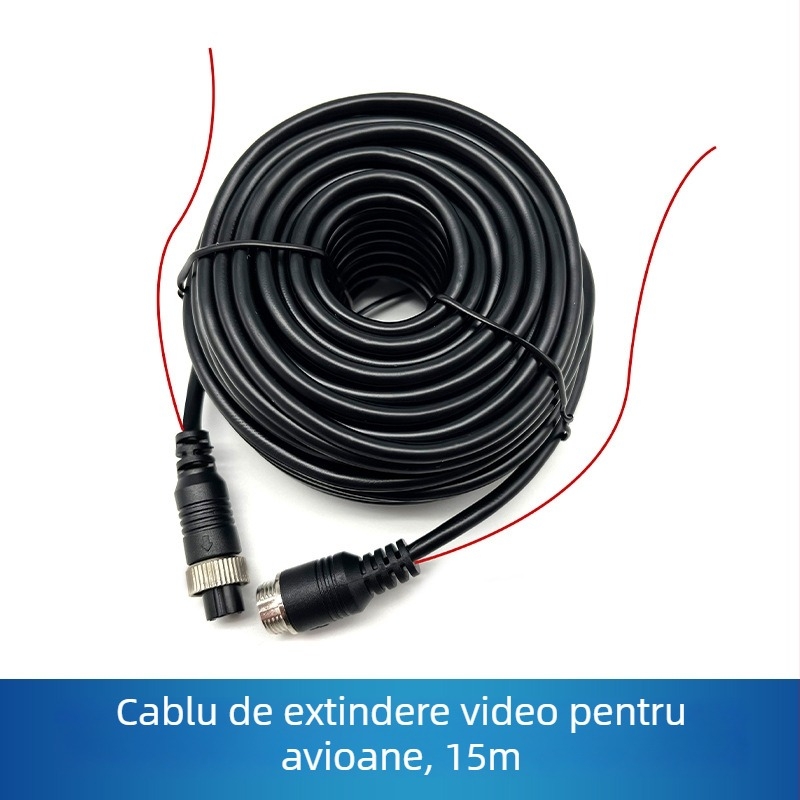 Cablu de extensie video pentru oglinda retrovizoare auto, cu patru canale și conector de tip avion, izolație PVC, ROHS certificat, pentru audio și video