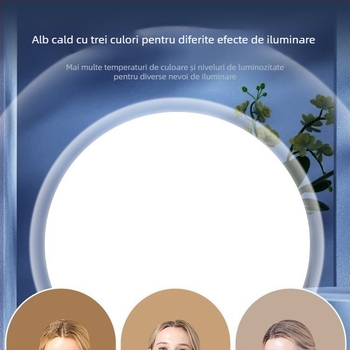 Inel LED pentru fotografiere pe birou | Trei moduri de temperatură, sub 10W, alimentare 5V, pentru selfie pe telefon și streaming live