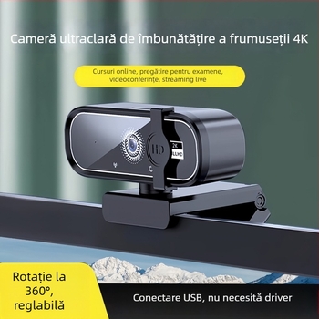 Cameră PTZ HD pentru desktop, cu senzor de 8MP, USB 2.0, microfon încorporat, fără driver, pentru cursuri online și streaming în direct
