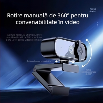 Cameră PTZ HD pentru desktop, cu senzor de 8MP, USB 2.0, microfon încorporat, fără driver, pentru cursuri online și streaming în direct