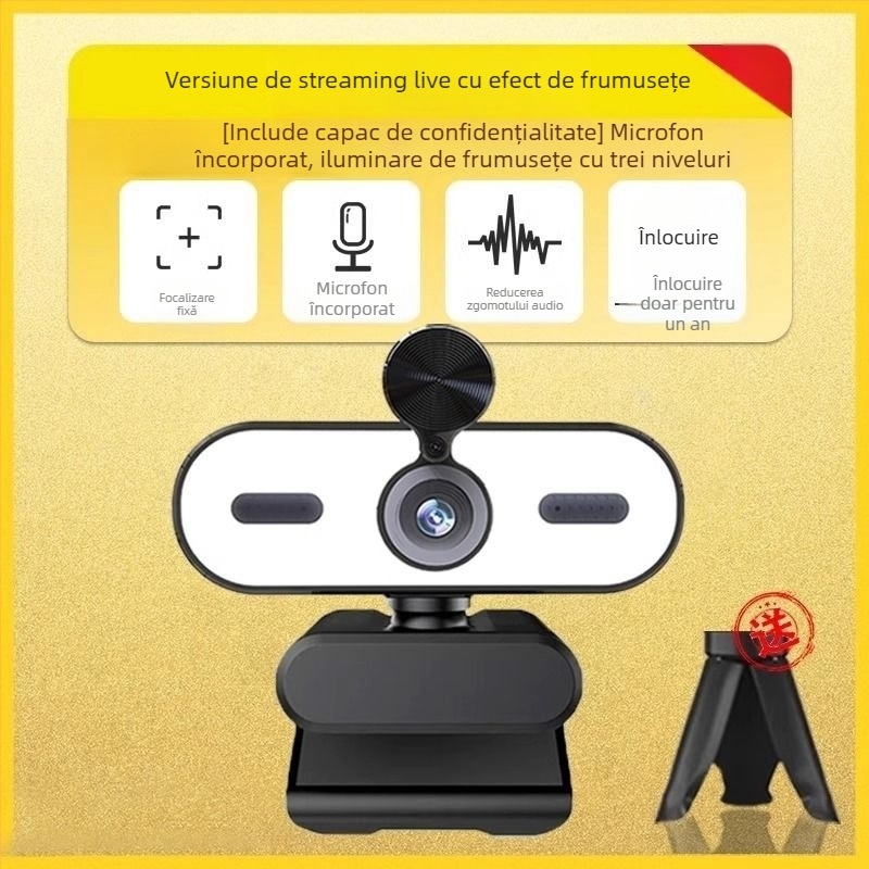 Cameră PTZ HD pentru desktop, cu senzor de 8MP, USB 2.0, microfon încorporat, fără driver, pentru cursuri online și streaming în direct