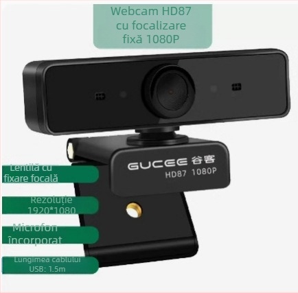 Camera web HD cu microfon încorporat, senzor de 8 MP, rezoluție 640x480, 30 FPS, USB, fără driver
