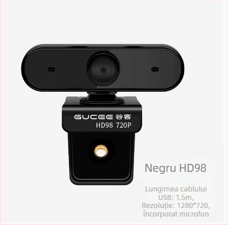 Camera web HD cu microfon încorporat, senzor de 8 MP, rezoluție 640x480, 30 FPS, USB, fără driver