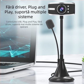Webcam HD pentru PC desktop și notebook, cu senzor de 12 MP, interfață IEEE 1394, stabilizare electronică a imaginii