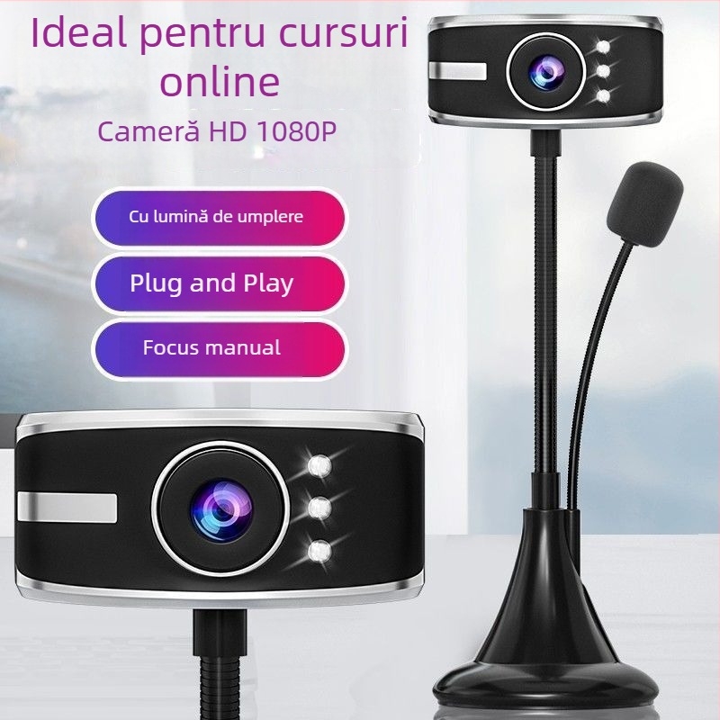 Webcam HD pentru PC desktop și notebook, cu senzor de 12 MP, interfață IEEE 1394, stabilizare electronică a imaginii