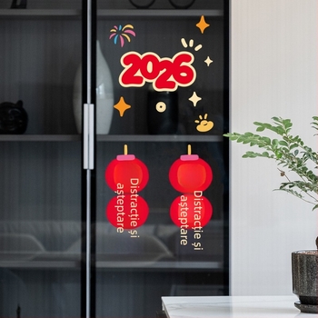 Decaluri pentru ferestre electrostatice Banda – PVC decoruri pentru Festivalul de Primăvară, Anul Calului; gata de cadou, ambalaj Opp