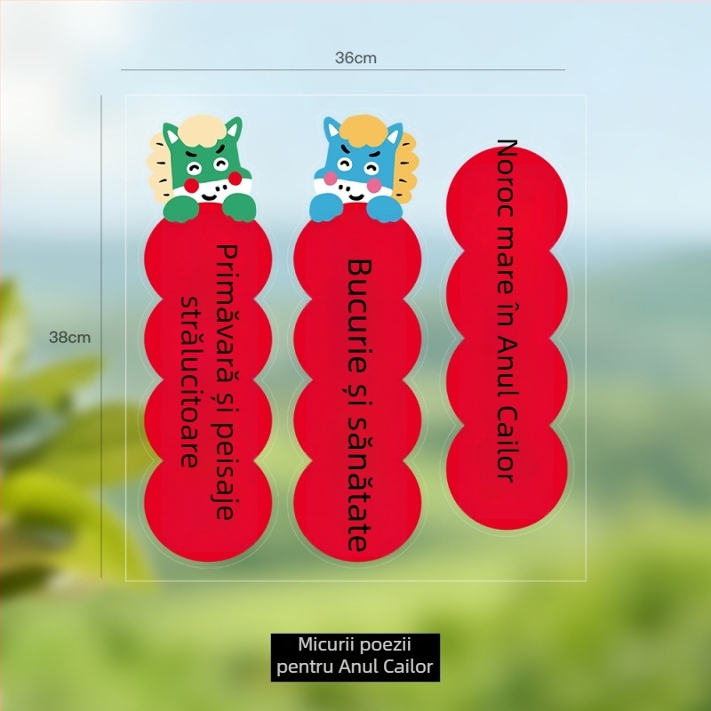 Decaluri pentru ferestre electrostatice Banda – PVC decoruri pentru Festivalul de Primăvară, Anul Calului; gata de cadou, ambalaj Opp