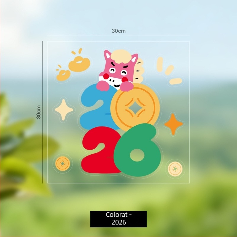 Decaluri pentru ferestre electrostatice Banda – PVC decoruri pentru Festivalul de Primăvară, Anul Calului; gata de cadou, ambalaj Opp