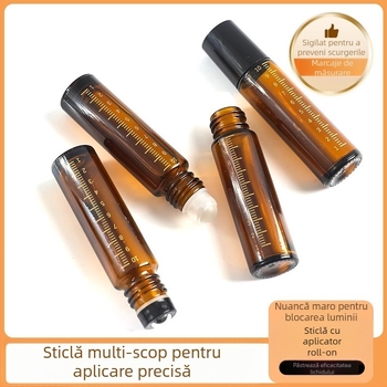 Pengyi sticlă de sticlă cu roller, protejată de lumină, pentru uleiuri esențiale, conținut net 10, portabil