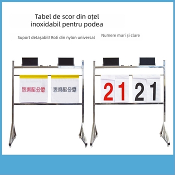 Panou de scor din oțel inoxidabil pentru baschet și fotbal, pe bază de podea, cu mecanism flip, marca OME