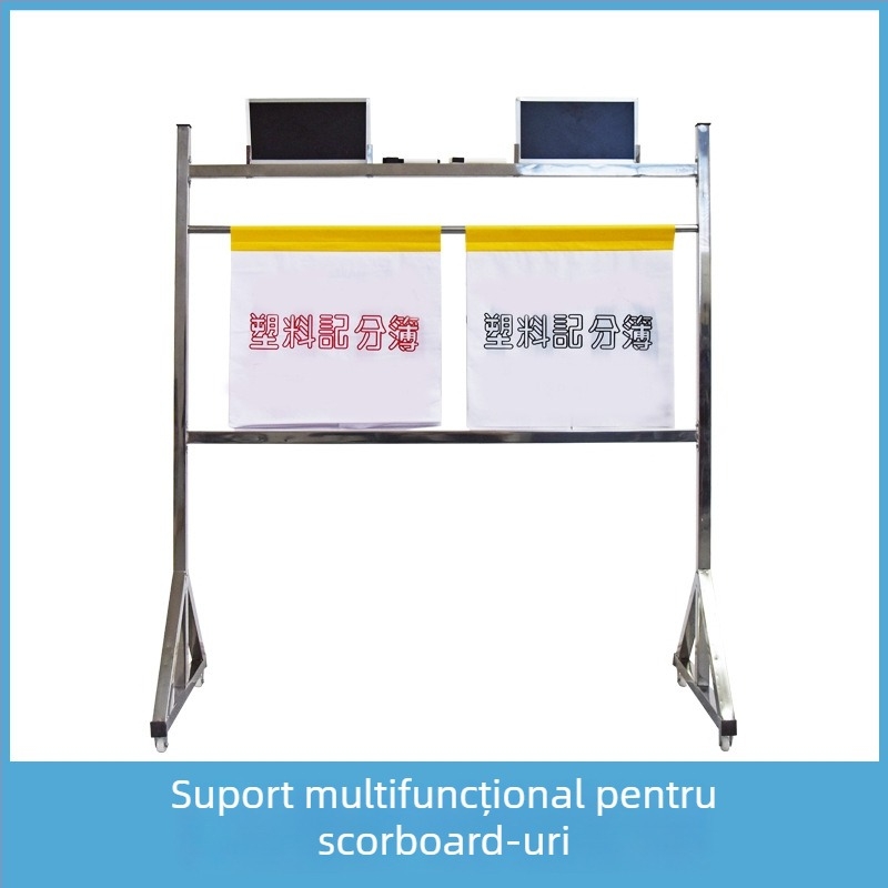 Panou de scor din oțel inoxidabil pentru baschet și fotbal, pe bază de podea, cu mecanism flip, marca OME