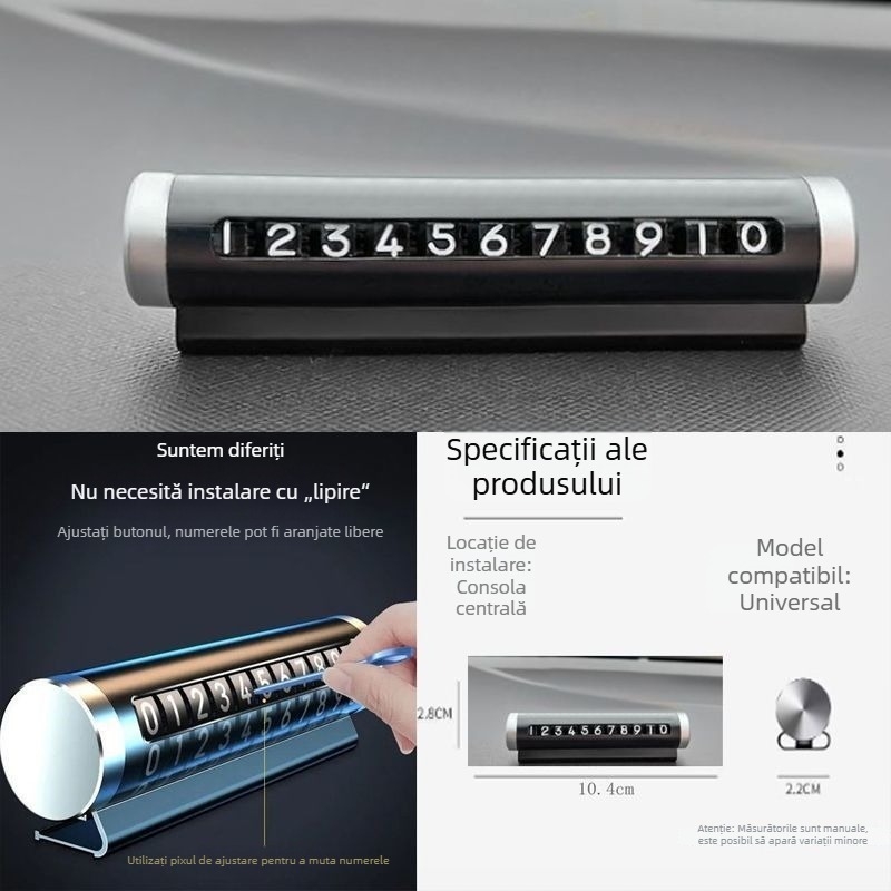 Placă metalică pentru parcare auto cu afișaj digital și număr de telefon, suport decorativ pentru mașină, tip ascuns
