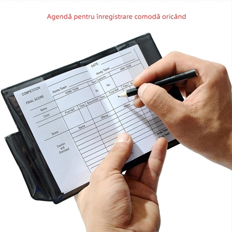 Set de carduri roșu și galben pentru arbitru de fotbal, cu pix (PVC) — 500 bucăți, pentru fotbal, baschet, badminton, volei; tablă de scor