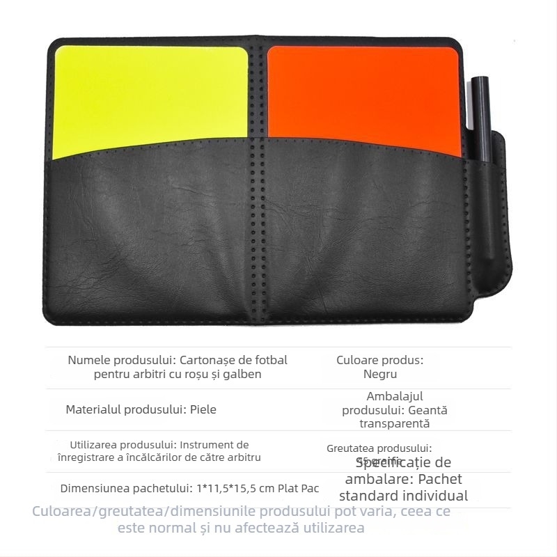 Set de carduri roșu și galben pentru arbitru de fotbal, cu pix (PVC) — 500 bucăți, pentru fotbal, baschet, badminton, volei; tablă de scor
