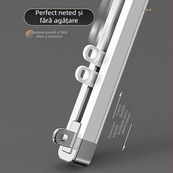 Sistem de șine pentru perdea de fereastră — aliaj de aluminiu, extensibil, silențios, șină dublă, role de alunecare