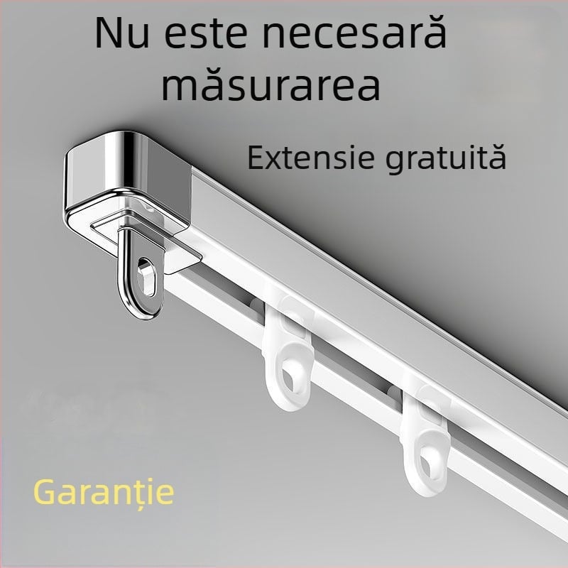 Sistem de șine pentru perdea de fereastră — aliaj de aluminiu, extensibil, silențios, șină dublă, role de alunecare