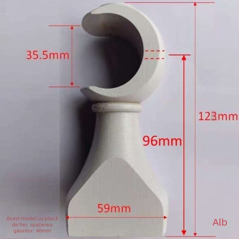 Bază din lemn masiv pentru suport de perdea cu cap decorativ – pentru suport simplu și dublu, potrivire universală, stil modern minimalist