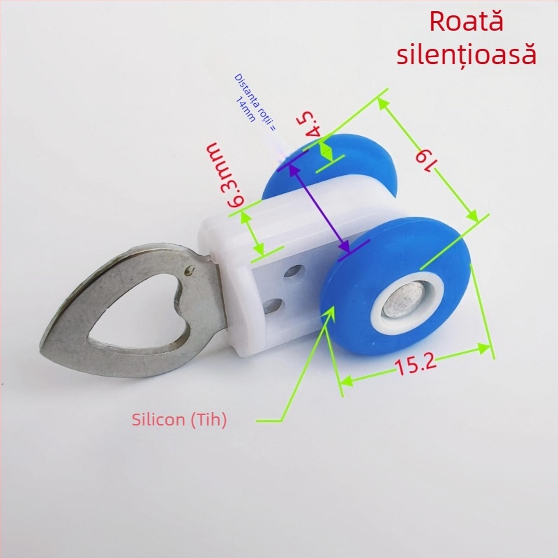 Set pentru tavan integrat cu panou hexagonal pentru draperii: accesorii pentru şină de ghidare, role din aliaj, capac de dop şi cap de blocare la capăt.