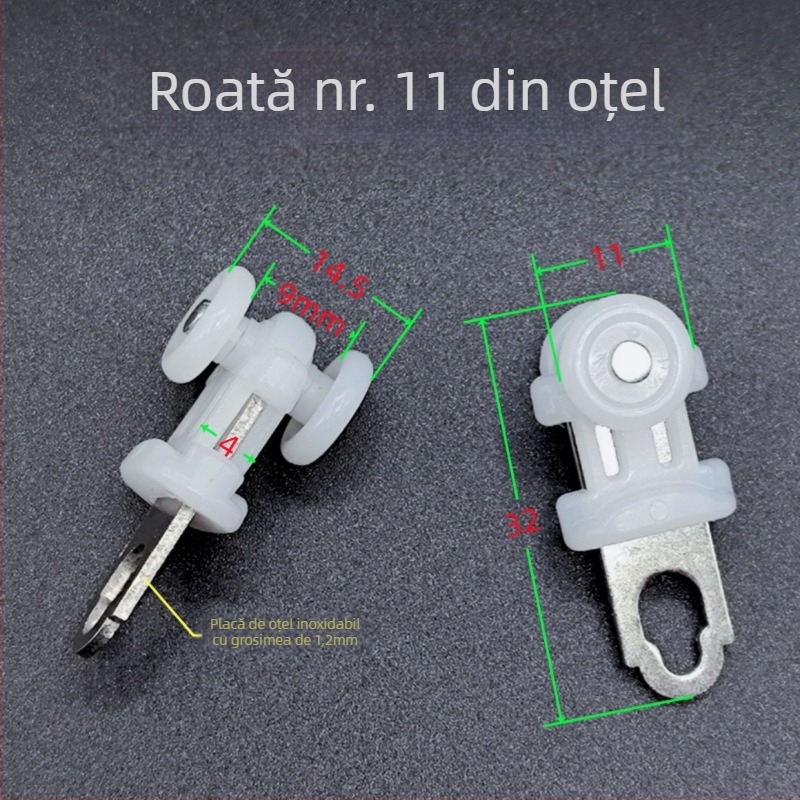 Set pentru tavan integrat cu panou hexagonal pentru draperii: accesorii pentru şină de ghidare, role din aliaj, capac de dop şi cap de blocare la capăt.