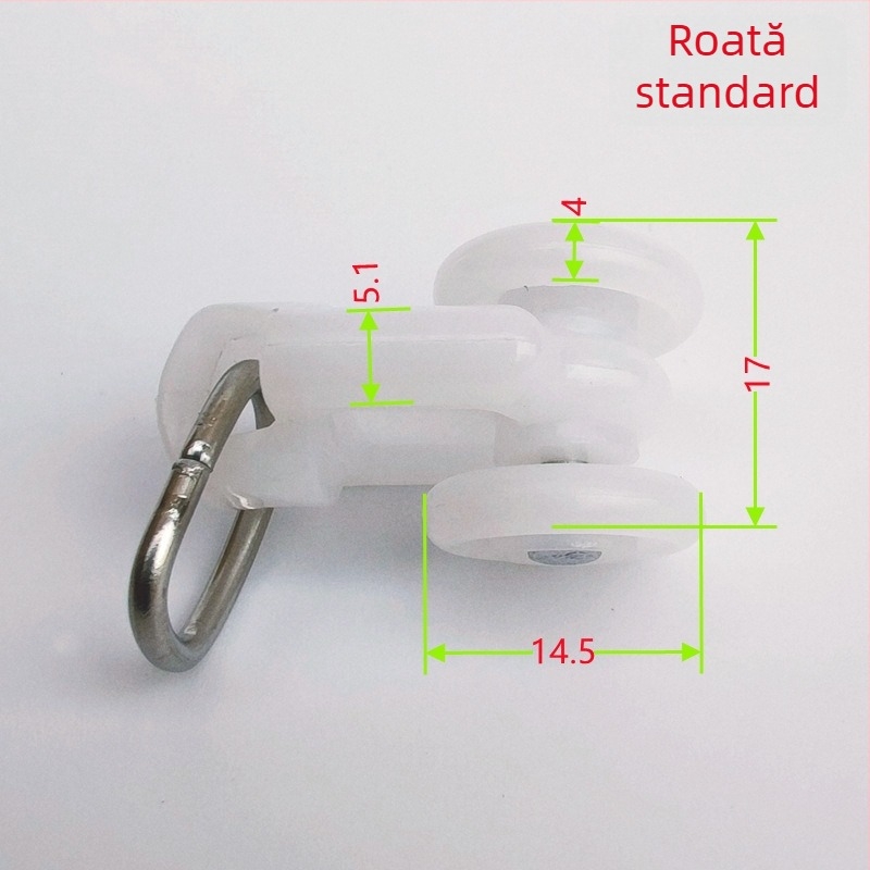 Set pentru tavan integrat cu panou hexagonal pentru draperii: accesorii pentru şină de ghidare, role din aliaj, capac de dop şi cap de blocare la capăt.