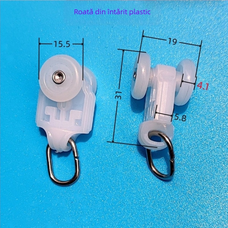 Set pentru tavan integrat cu panou hexagonal pentru draperii: accesorii pentru şină de ghidare, role din aliaj, capac de dop şi cap de blocare la capăt.