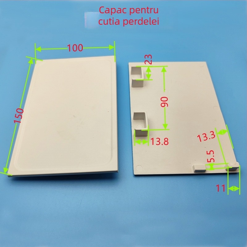 Set pentru tavan integrat cu panou hexagonal pentru draperii: accesorii pentru şină de ghidare, role din aliaj, capac de dop şi cap de blocare la capăt.