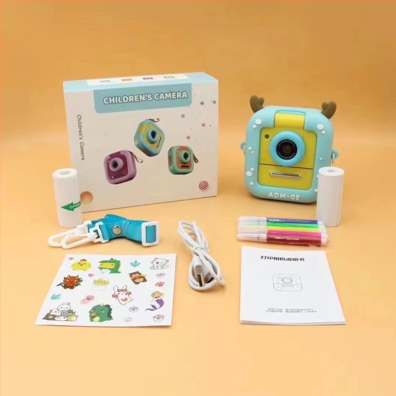 Polaroid cameră pentru copii cu imprimare instantă, model M8, stocare pe card TF, rezoluție interpolată de 4800W, carcasă ABS+TPU, baterie 1200mAh