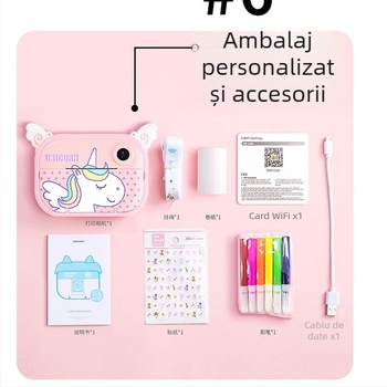 Cameră instant pentru copii cu transfer Wi-Fi, C3 PRO, 12 MP, ecran LCD 2.0, stocare TF, corp ABS