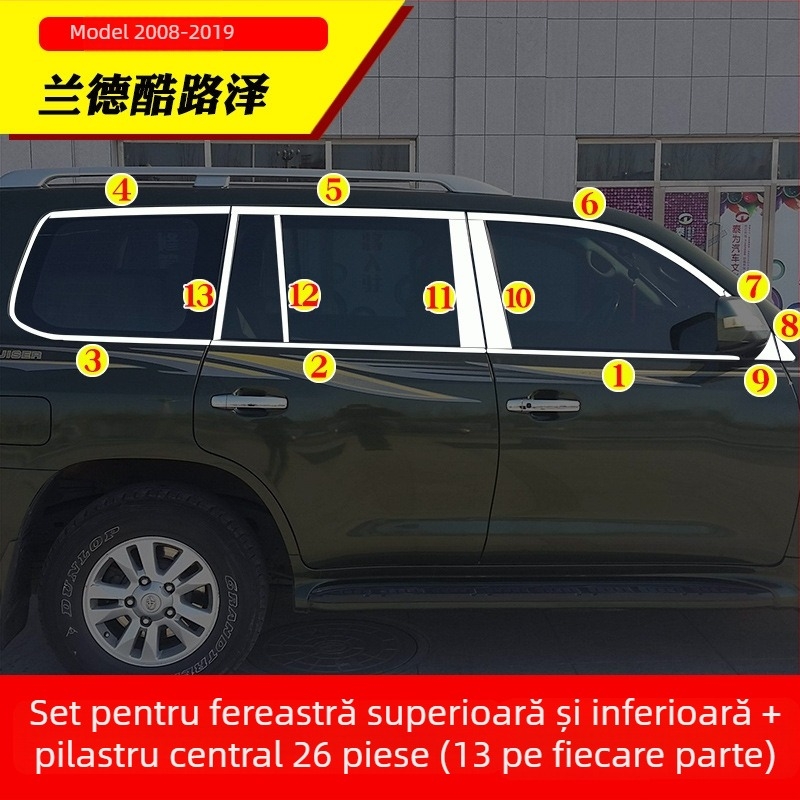 Benzi decorative pentru geamuri Toyota Prado/Land Cruiser (2004–2020) – autocolante decorative pentru caroserie