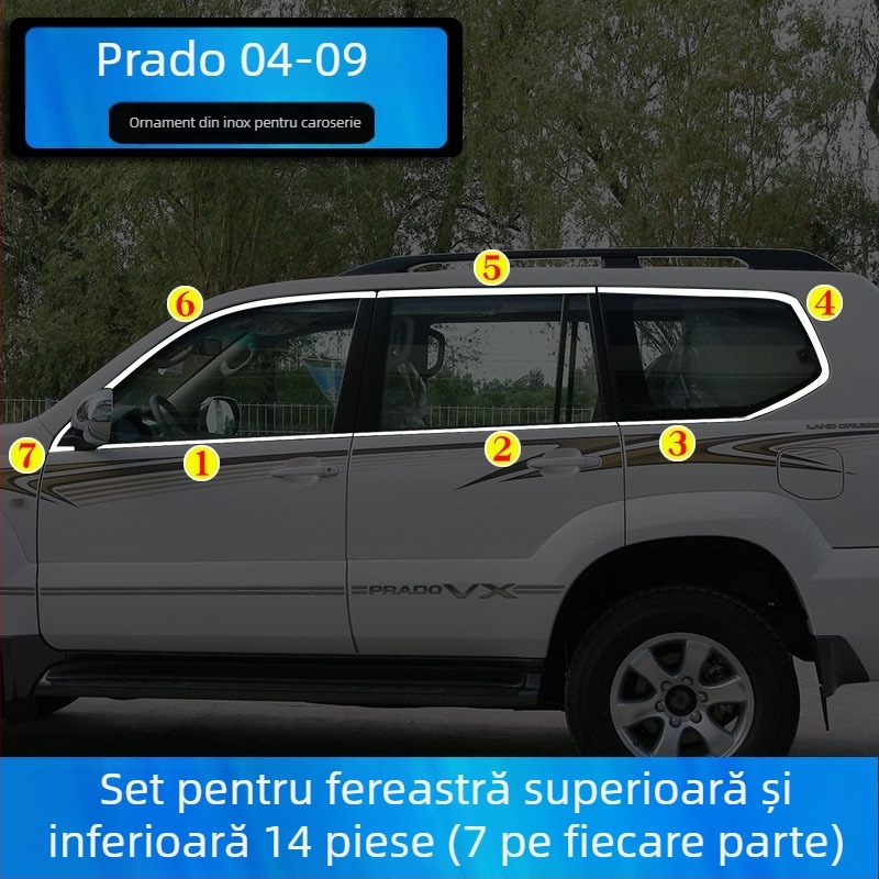 Benzi decorative pentru geamuri Toyota Prado/Land Cruiser (2004–2020) – autocolante decorative pentru caroserie
