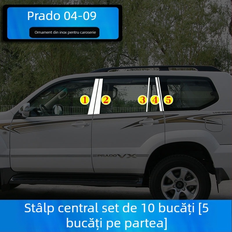 Benzi decorative pentru geamuri Toyota Prado/Land Cruiser (2004–2020) – autocolante decorative pentru caroserie
