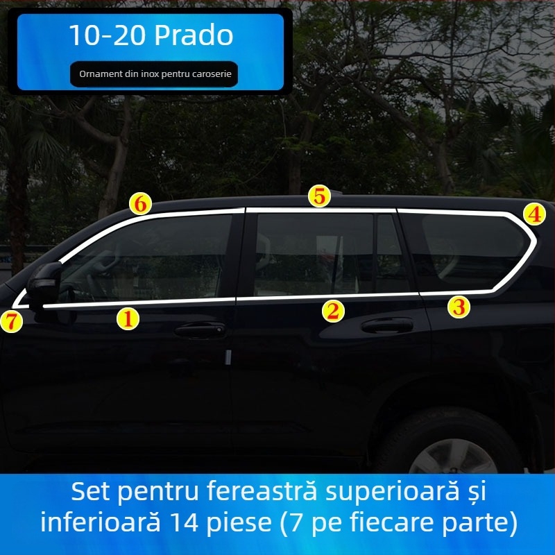 Benzi decorative pentru geamuri Toyota Prado/Land Cruiser (2004–2020) – autocolante decorative pentru caroserie