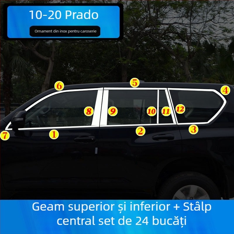 Benzi decorative pentru geamuri Toyota Prado/Land Cruiser (2004–2020) – autocolante decorative pentru caroserie