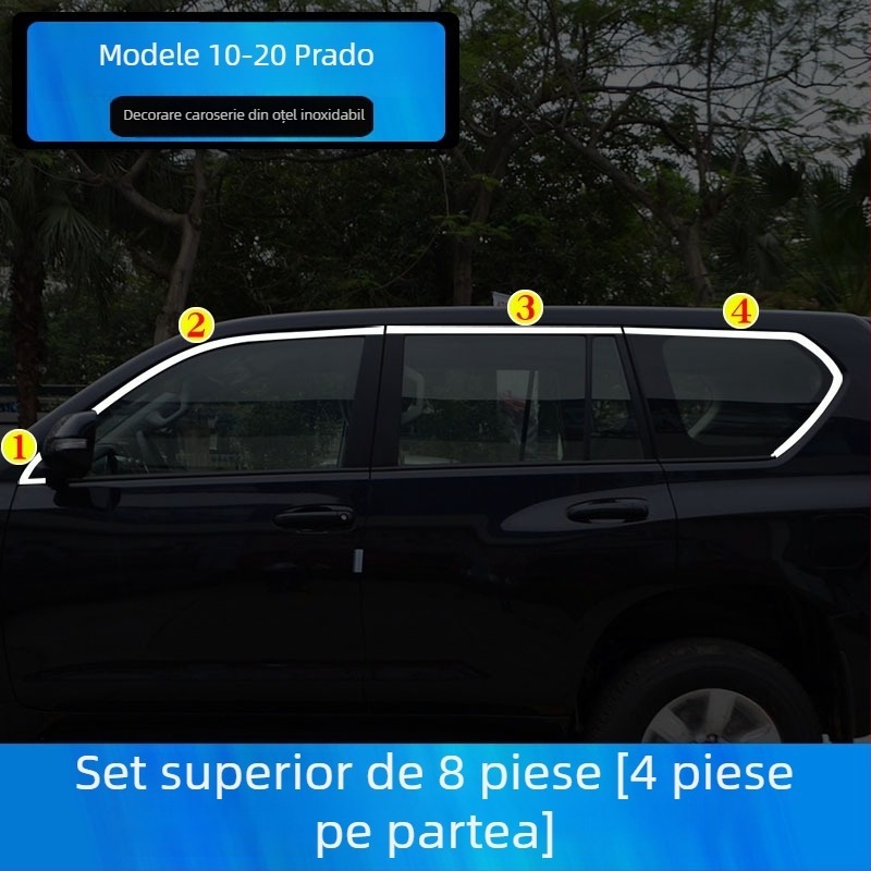 Benzi decorative pentru geamuri Toyota Prado/Land Cruiser (2004–2020) – autocolante decorative pentru caroserie