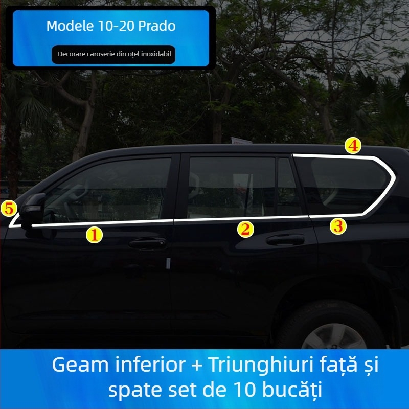 Benzi decorative pentru geamuri Toyota Prado/Land Cruiser (2004–2020) – autocolante decorative pentru caroserie
