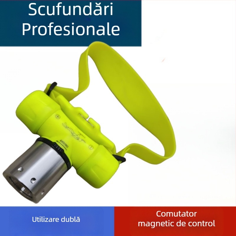 Lampă frontală de scufundare – impermeabilă, reîncărcabilă, ultra-luminoasă, iluminare subacvatică pentru scufundări în adâncime