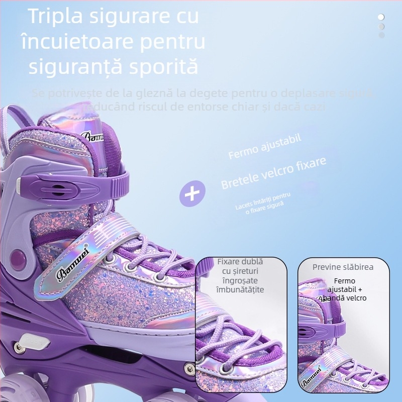 Patine cu role - suprafață PU+ plasă, roți în două rânduri, roți PU, talpă PP/PA