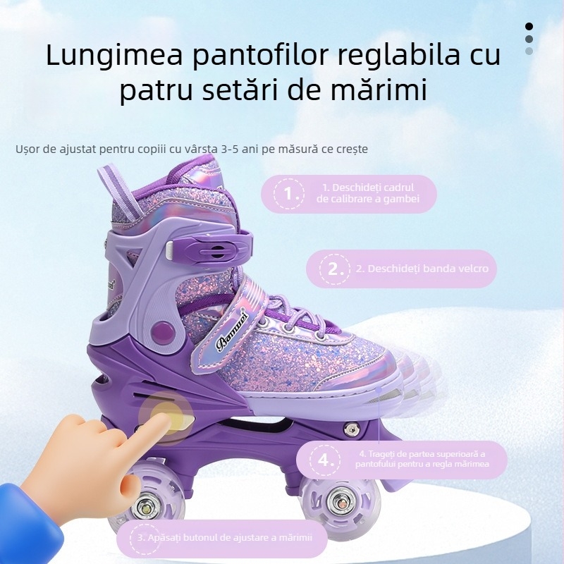 Patine cu role - suprafață PU+ plasă, roți în două rânduri, roți PU, talpă PP/PA