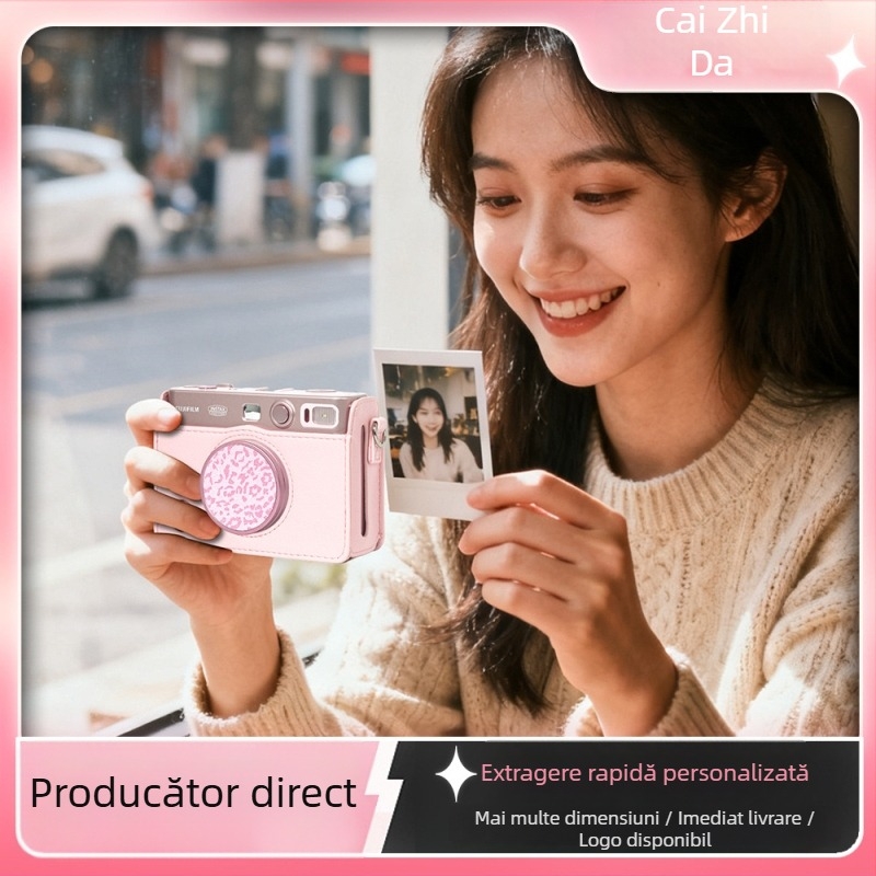 Capac protector pentru cameră Polaroid mini evo cu etichetă din piele pentru obiectiv – protecție împotriva prafului, zgârieturi, anti-pierdere, design drăguț cu desen animat