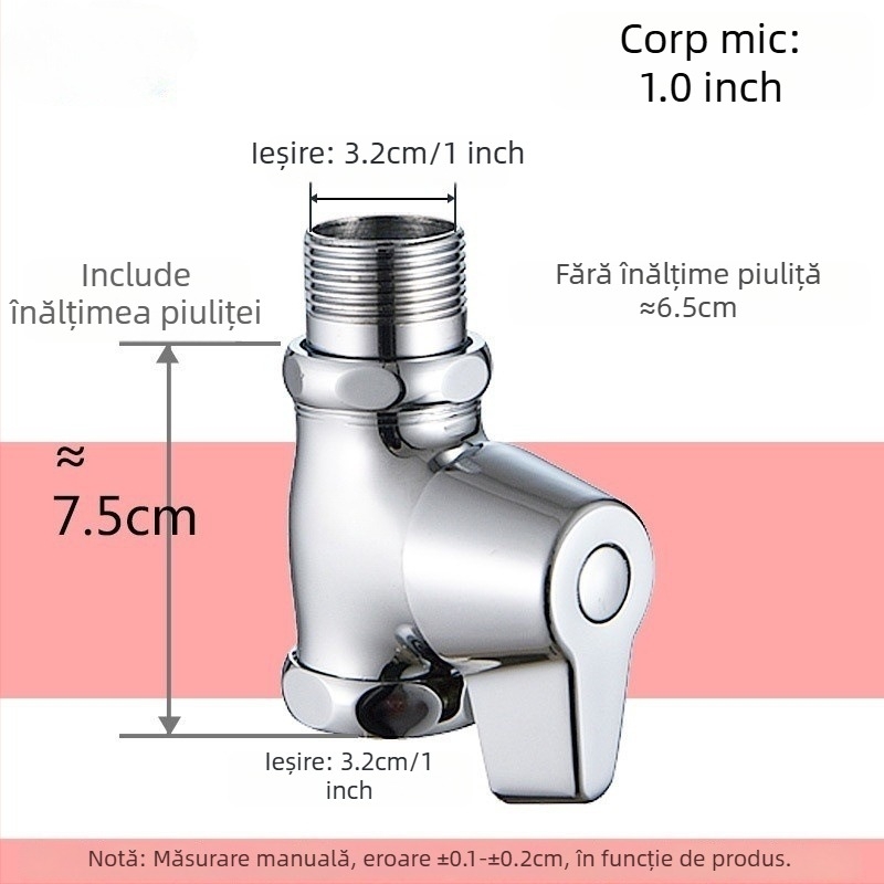 Valvă de spălare cu apă prin apăsare pentru toaletă de tip squat, model deschidere rapidă, cupru, ieșire Ø1 inch, timp de spălare 5–8 s, presiune de lucru 0,1–1,0 MPa