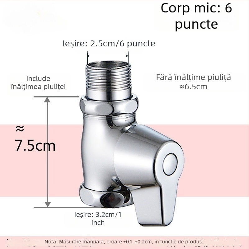 Valvă de spălare cu apă prin apăsare pentru toaletă de tip squat, model deschidere rapidă, cupru, ieșire Ø1 inch, timp de spălare 5–8 s, presiune de lucru 0,1–1,0 MPa