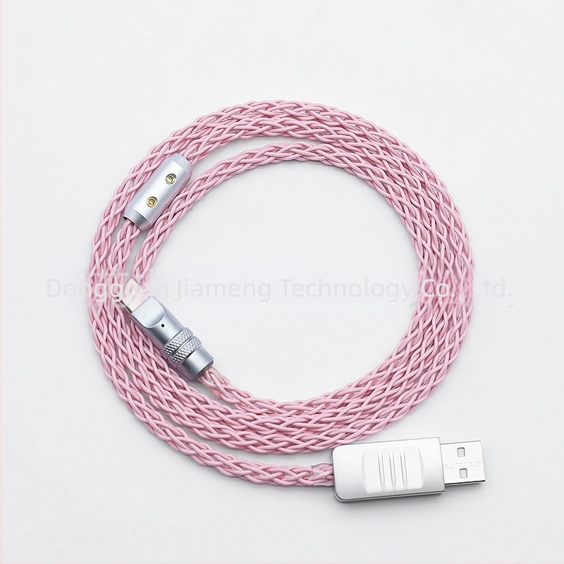 Cablu USB-C de încărcare pentru tastaturi mecanice, RGB gradient streamer, PD 60W, aliaj de zinc