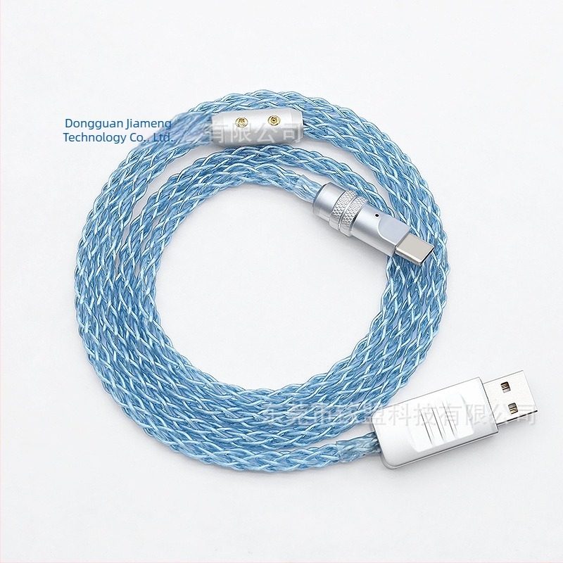 Cablu USB-C de încărcare pentru tastaturi mecanice, RGB gradient streamer, PD 60W, aliaj de zinc