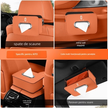Cutie de șervețele din piele pentru spatele scaunului, auto, nepersonalizabil