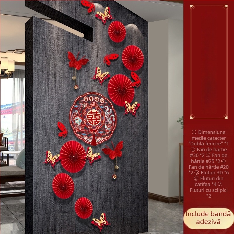 Fundal de decor pentru cameră de nuntă, din hârtie, ghirlande din panglici, pentru nunți