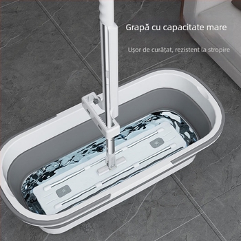 Set mopă și găleată pliabil, design pliabil, capacitate de încărcare >10 kg, rată de dehidratare 50–60%, rezistență la coroziune nivel 10, 40–60% material plastic virgin