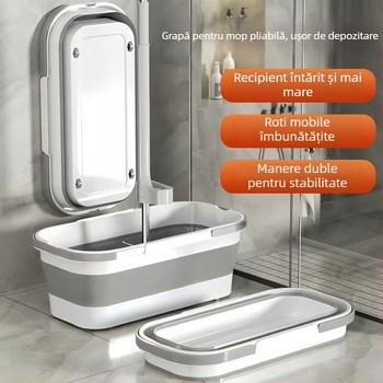 Set mopă și găleată pliabil, design pliabil, capacitate de încărcare >10 kg, rată de dehidratare 50–60%, rezistență la coroziune nivel 10, 40–60% material plastic virgin